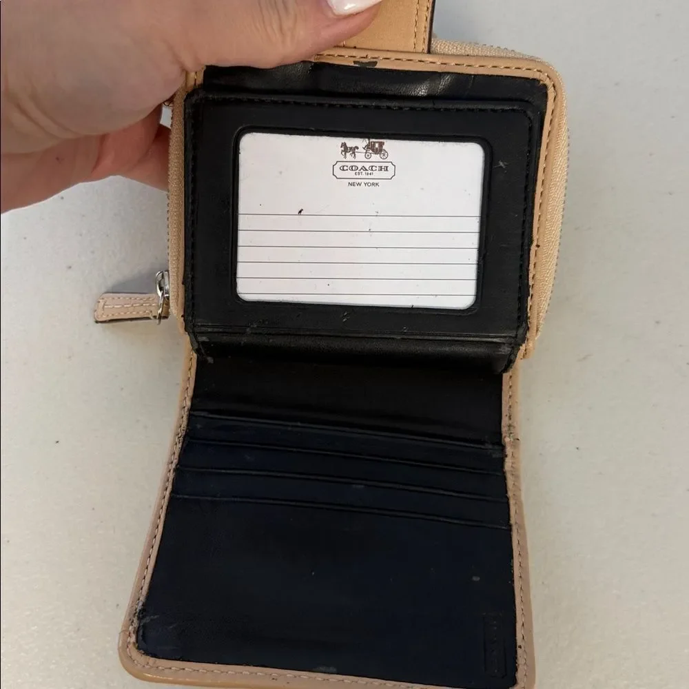 Coach Glossy Black and Tan Wallet